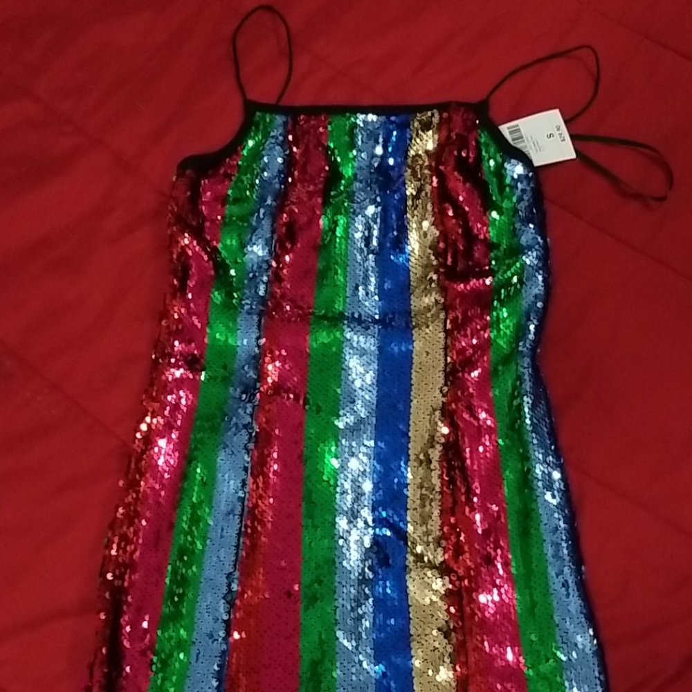 NEW! Sequin spaghetti strap mini dress